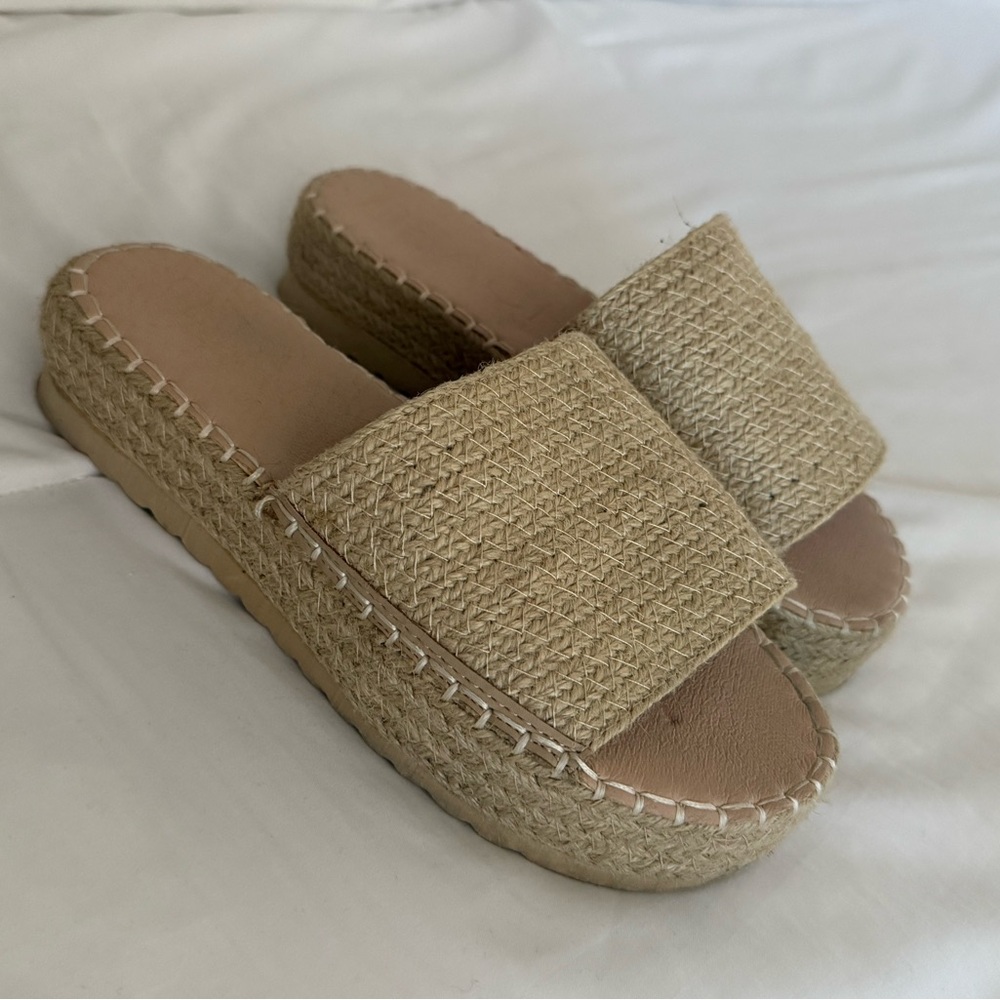 Matisse Beige Espadrille Slide Sandals